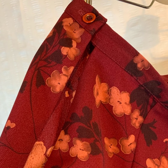 Worthington Petites skirt 12P floral in deep red/rust color with orange flowers. - Picture 3 of 7